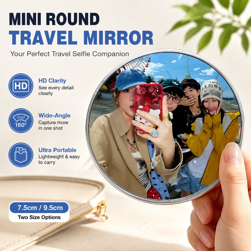 Travel Accessories Store - Przenośne Okrągłe Lusterko Wypukłe Ręczne Szerokokątne